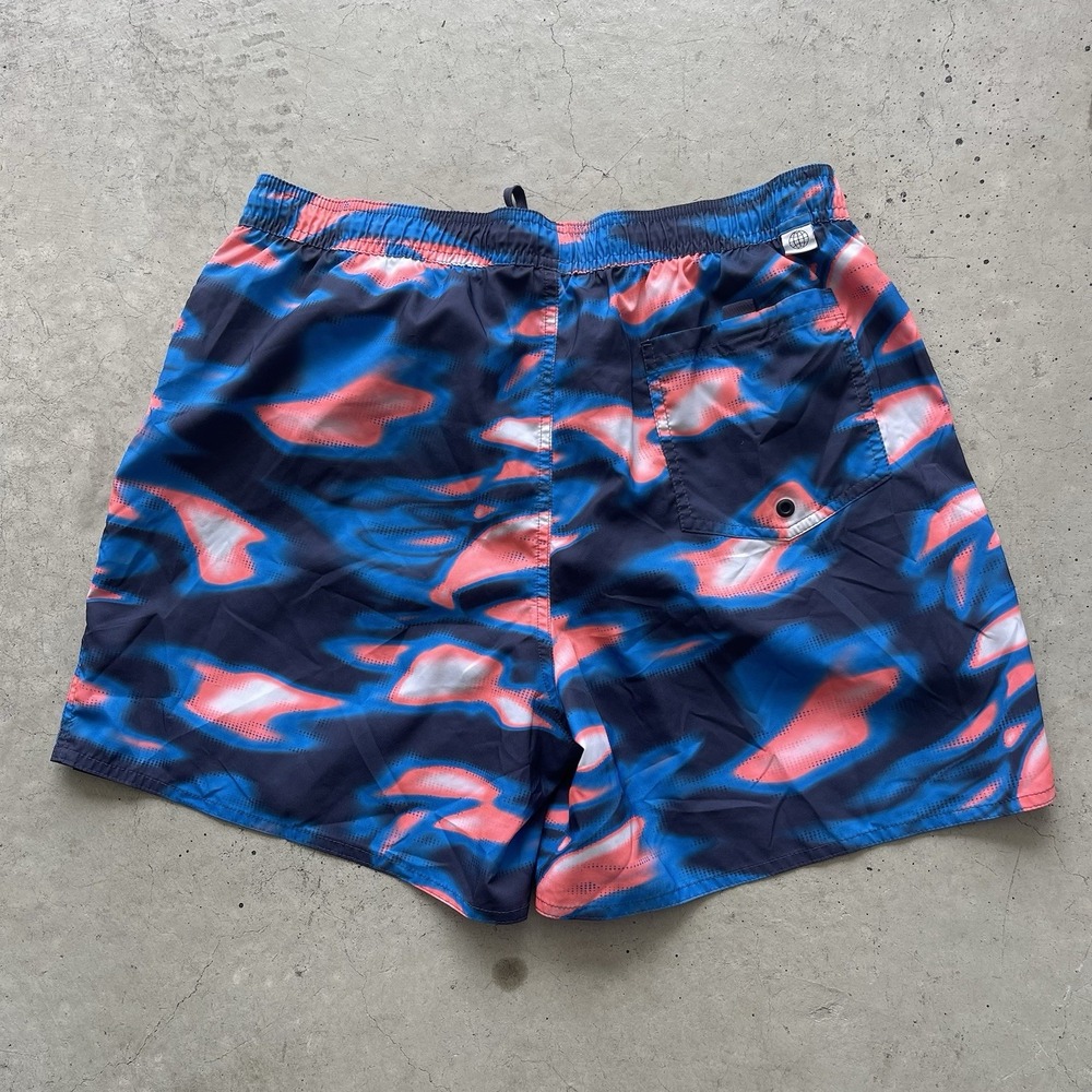 Adidas AOP Swim Trunks Mens Large Pink Navy Drawstring Pockets Shorts